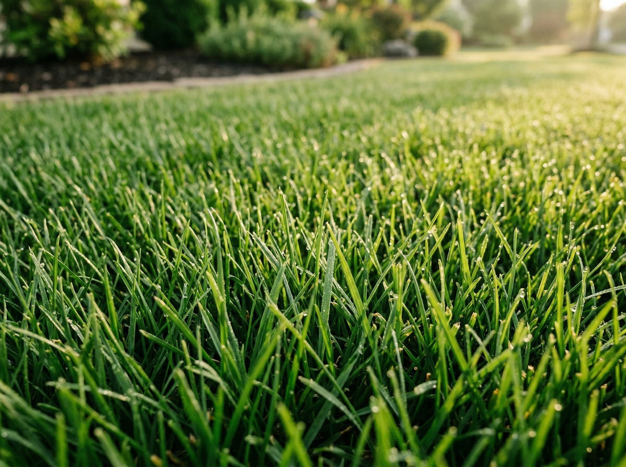 Close-up of thick, healthy turf grass showing dense blade coverage